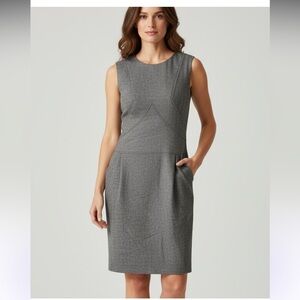 Pinko Italy Gray Wool-Blend Sheath Dress Pockets Size 8 (IT 44) Quiet Luxury